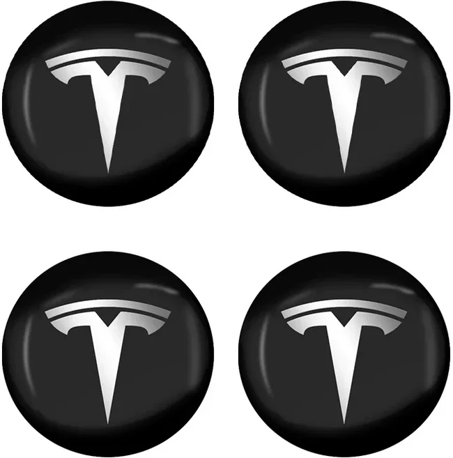자동차 로고 휠 센터 허브 스티커 테슬라 모델 X Y 모델 S 모델 3 SUV Y-Eur 버전 로드스터 엠블럼 자동차, 01 black