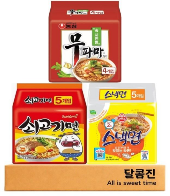 [달콤진] 무파마탕면 4P + 쇠고기면 5P + 스낵면 5P, 1세트