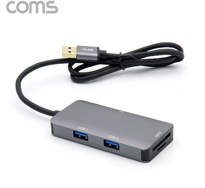 FW758 Coms USB 3.0 멀티 카드리더기 / USB 3.0 2포트 허브 / SD TF 메모리 / CF 카드, 1개
