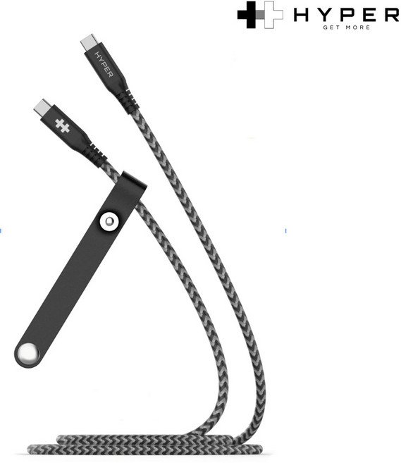 하이퍼 씬 USB C to C 100W 10Gbps 초고속 케이블 2M, 1개, 블랙