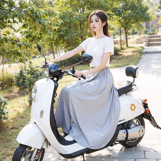 電動車防曬裙 一片式防走光圍裙 腿部防曬 騎行半身裙