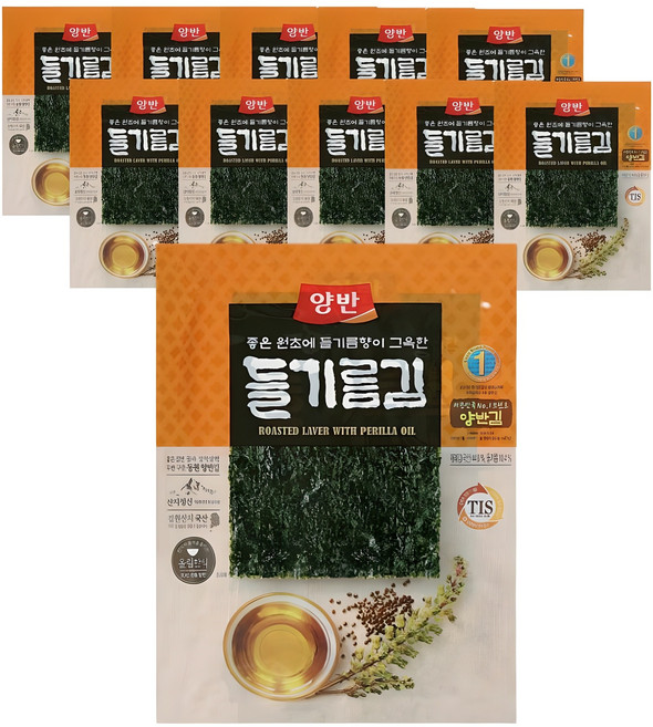 동원 양반김 들기름 전장김 10봉, 10개, 20g(1개)