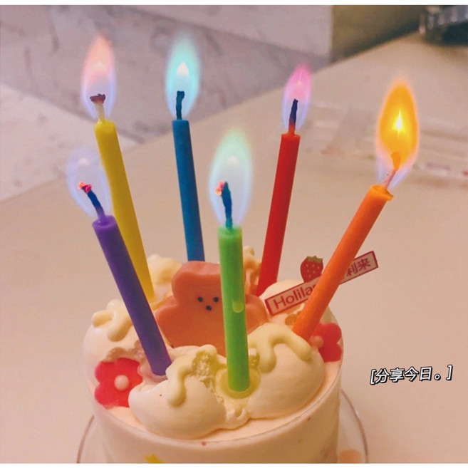 무지개 도깨비 칼라 생일초 레인보우 파티초 예쁜초 색깔초 12P, 12개입