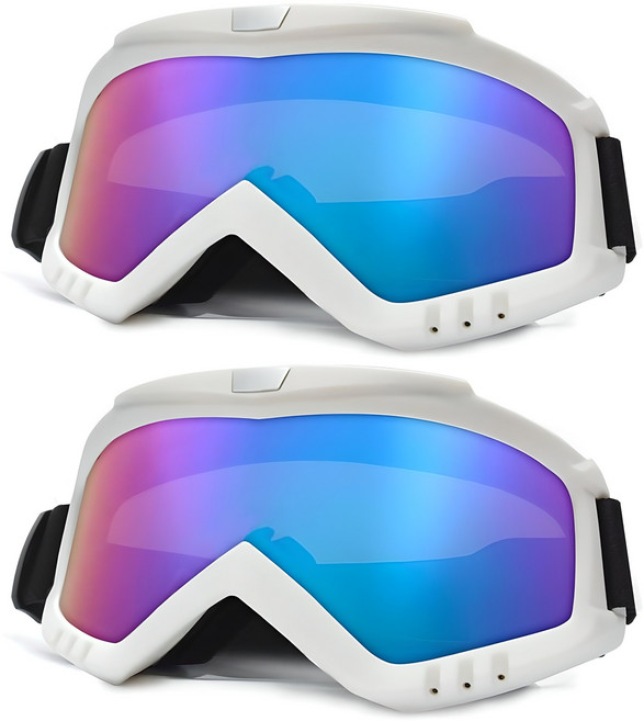 엠파이어 T707 방풍 고글 스키 오토바이고글 자전거 스노우보드 2개구성, 흰색 미러무지개