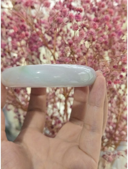 A貨翡翠手鐲 紫羅蘭漂綠花 平安女鐲