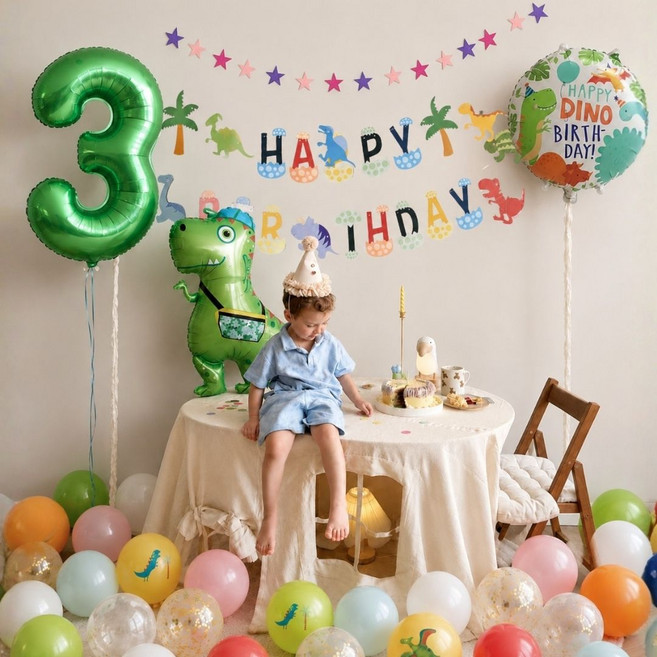 PartyFUN 恐龍主題生日派對氣球組合, Multicolor, 1套