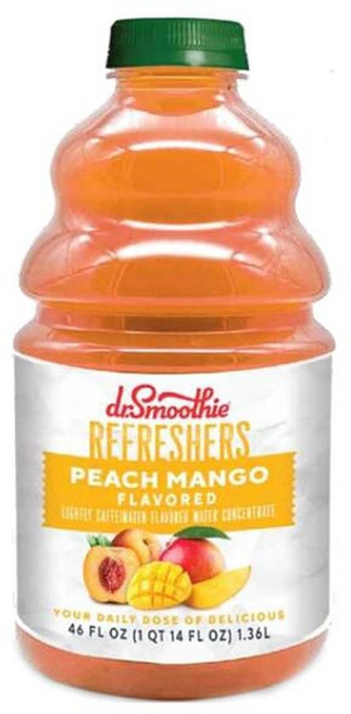 닥터 스무디 레셔스 피치 망고 u2013 주스로 만든 농축액 인공 색소 선반에 안정적인 그린 커피 추출물로 가볍게 카페인 함유 (46온스 병), 1개, 46ml