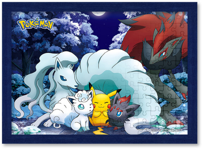 포켓몬스터 달밤의 포켓몬 직소 퍼즐+액자 세트 150피스, 직소퍼즐, 고급형 우드 [슬림 블루], 1개