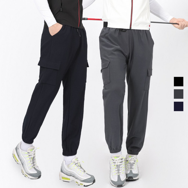제로다몰 남성 골프웨어 포켓 밴딩 스판 카고 조거 팬츠