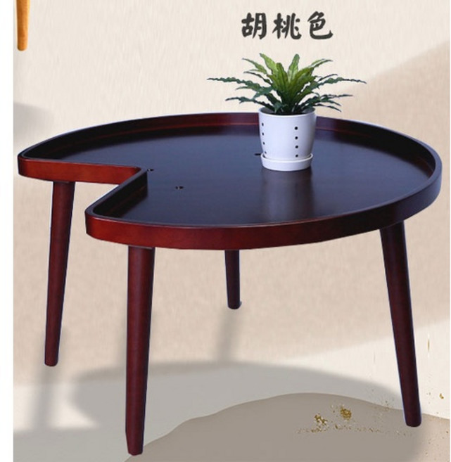 【藝匠】摩登時尚M型邊几 實木腳 和室桌 休閒桌 茶几, 胡桃色