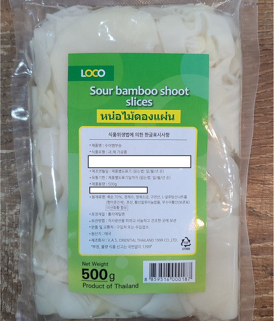 Loco 태국 뱀부슛 죽순편 죽순슬라이스 SOUR BAMBOO SHOOT SLICES, 500g, 1개