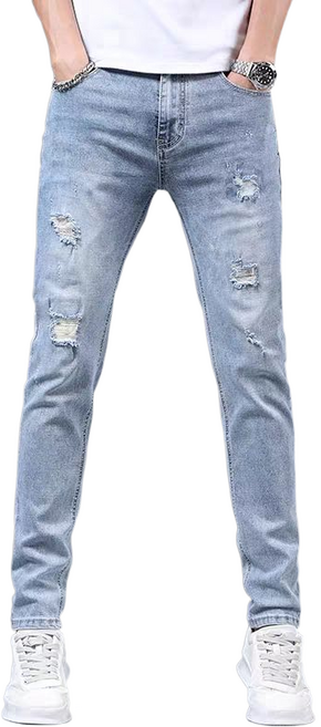 셀럽당 찢청바지 남자 슬림핏 여름 남자 스판 바지 긴 바지M1650