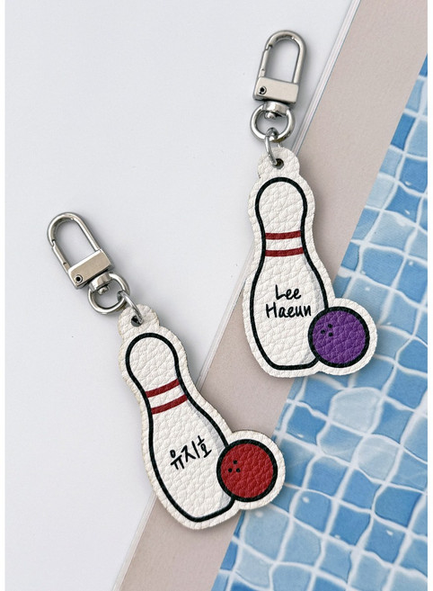 볼링 가죽키링 가방키링 양면 네임택 키홀더 가방고리