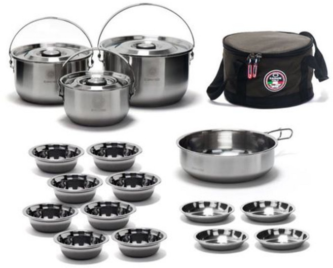 까사니 무광스텐 코펠세트 6~7인용 캠핑용품 생활용품 주방용품 코펠세트 캠핑코펠 캠핑코펠세트 캠핑식기 캠핑식기세트 스텐코펠 라면코펠 캠핑 낚시 등산 피크닉 레져 3중바닥 베이클라이, 빠른배송