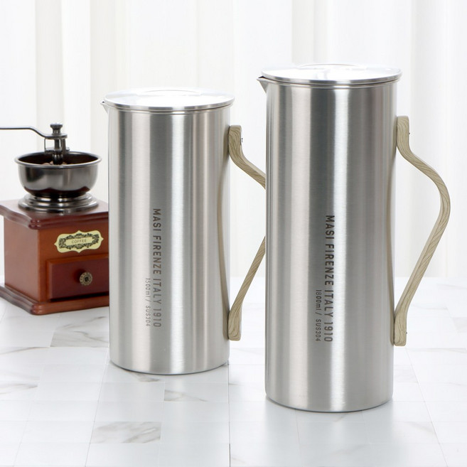 환경호르몬 걱정없는 스테인레스 마시프렌치 알베로(Albero) 냉장고 물병 1500/1800ml, 1.5L, 1개