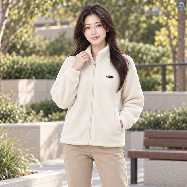 5위 - 708090 여성용 스탠드칼라 안쪽 기모 플리스 자켓