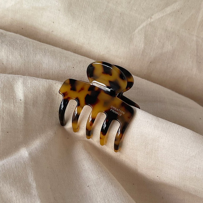 10color 프랑스핀 데일리 호피 자개 작은 반머리 집게 헤어 집게삔