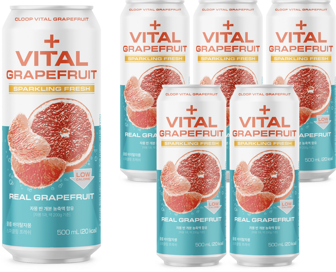 클룹 바이탈자몽 스파클링 프레쉬, 6개, 500ml