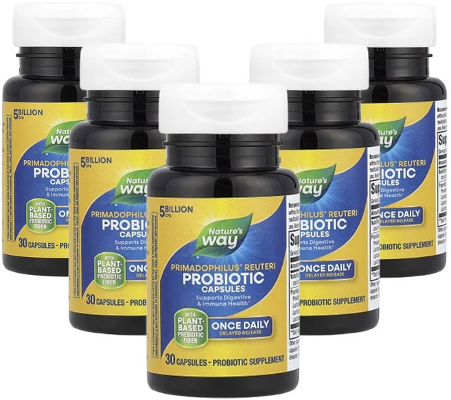 네이쳐스 웨이 프리마돌필러스 루테리 프로바이오틱 50억CFU 30캡슐, 5개, 30정 - 쿠팡