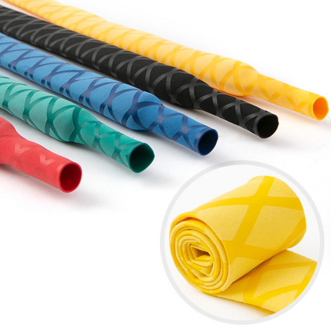 ZIO-BIZ 낚시대 손잡이 고무 열수축튜브 50cm / 논슬립 수축튜브 수축고무 열수축고무 낚시대그립 낚시용품 당구 탁구채 배드민턴 테니스 골프채 오토바이핸들 손잡이 고무, 옐로우