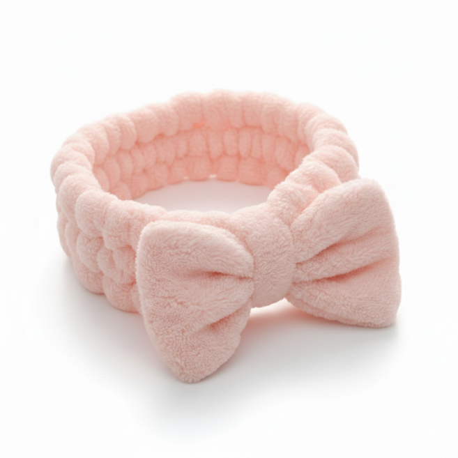 클레어라 리본 세안밴드 2개입 샤워 헤어밴드 세수 벤드 머리띠, 1세트, 핑크