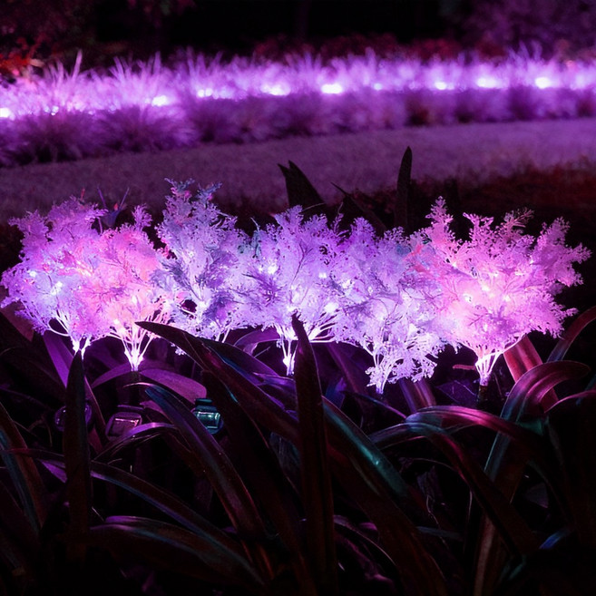 신성나라 태양광 핑크뮬리 정원등 LED 조경 전구 잔디 태양열 꽃 전등 조화 경관 조명 외등, 핑크(2개)