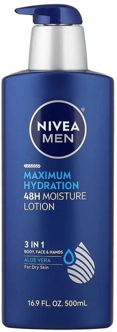 니베아 남성용 맥시멈 하이드레이션 3-in-1 너리싱 로션 알로에베라 500ml(16.9fl oz), 500ml, 1개 - 쿠팡