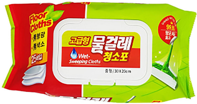 위생적인 물걸레 청소포 고급형 중형 캡형 25매, 10개