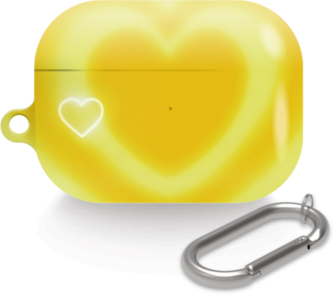 가꼬싶다 하트빔 에어팟 버즈 디자인 케이스 + 카라비너, 노랑, 에어팟프로2, 1개