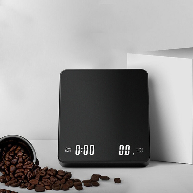 HUYIMU 카페저울 주방전자저울 3KG 정밀저울 0.1g 에스프레소저울+단열 매트, C30, 블랙