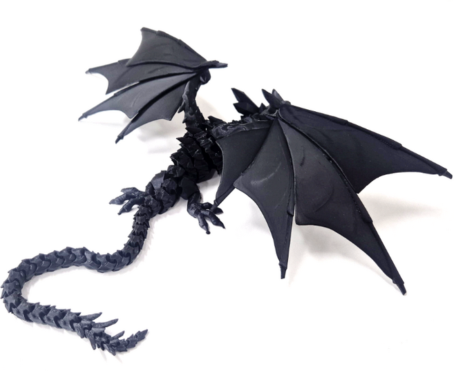 아이카 3D 드래곤 관절 피규어 날개 크리스털 용 인테리어 완구 관절 프린팅, 블랙, 1개