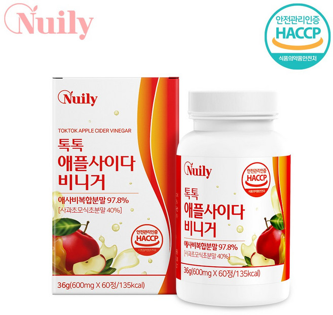 뉴일리 톡톡 애플사이다 비니거 혈당조절 체지방감소 애사비 600mg, 1개, 36g