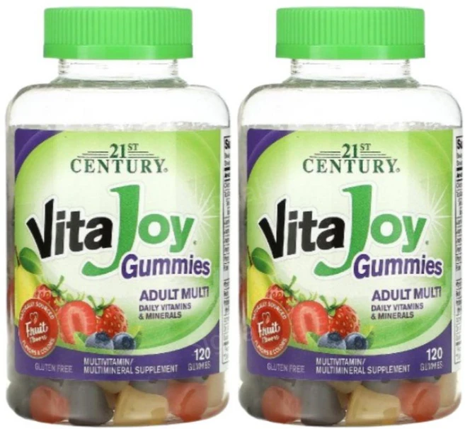 1+1 21세기센트리 종합비타민 구미젤리 120개 과일맛 스테비아 스피루리나 미네랄 크롬, 120정, 2개 - 쿠팡