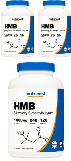 nutricost HMB補充膠囊 1000mg, 240顆, 3罐