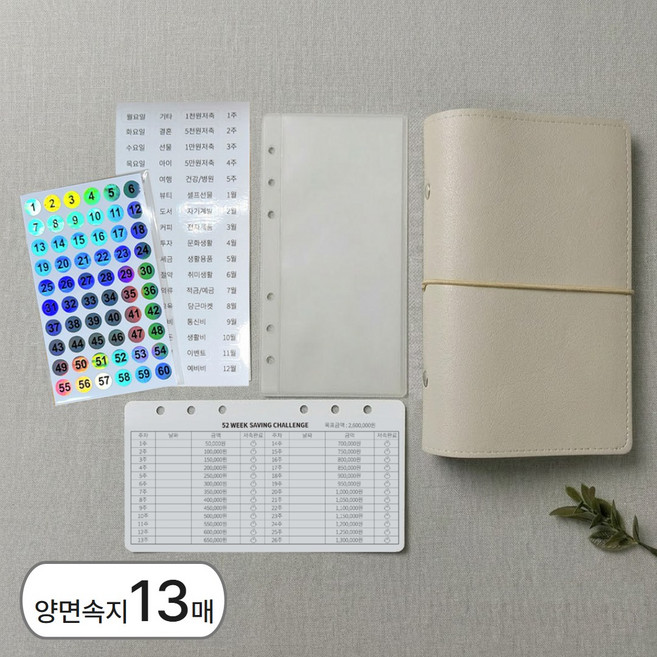 꾸준한 돈모으기 A6 현금바인더와 속지 구성, 1개, 13매입