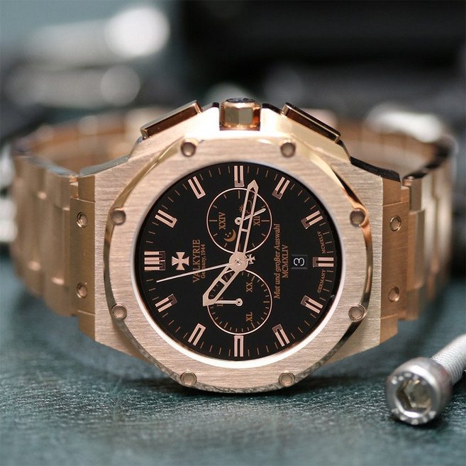 발키리 다스크로노 V-7070AGM (로즈골드 메탈스랩+가죽밴드)