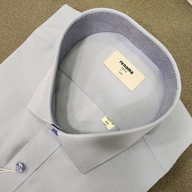 NC 불광점 레노마 셔츠 # 초특가 세일** 블루 배색 레이온 가볍고 시원한 구김없는 슬림핏 반팔 셔츠 RZUSLP-954-BU-55
