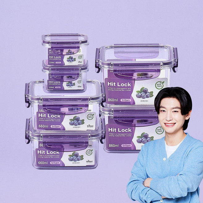 에코센스 히트락 올트라이탄 밀폐용기 정사각 반찬통 3종 6P세트, 1세트, 3종 6P 정사각