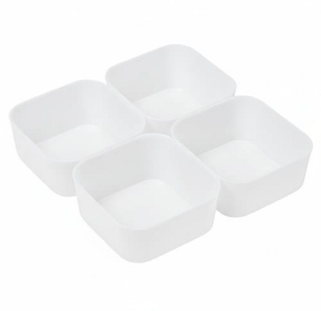 구디푸디 공간맞춤 칸막이 서랍정리함, 비비드 화이트, 4개