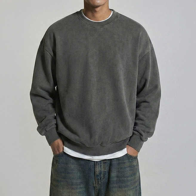 문컬렉션 쭈리 남녀공용 무지 피그먼트 맨투맨