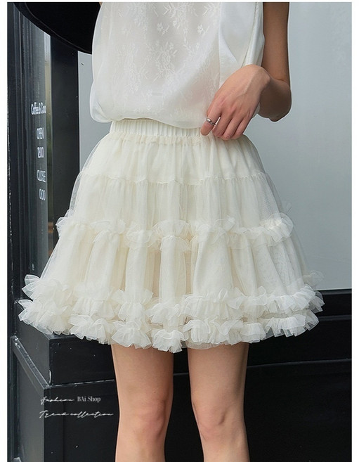 網紗蛋糕裙 A字裙 防走光褲型內裡