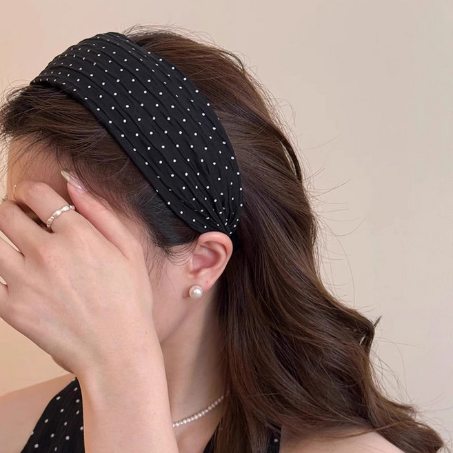 復古波點寬邊髮箍