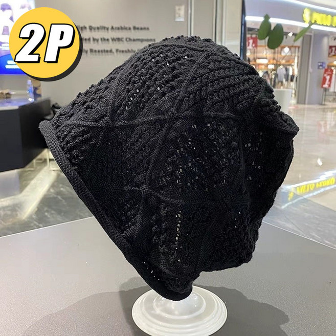 여성 여름 루즈핏 손뜨개 펀칭 니트 비니 얼굴소형 데일리 패션 모자