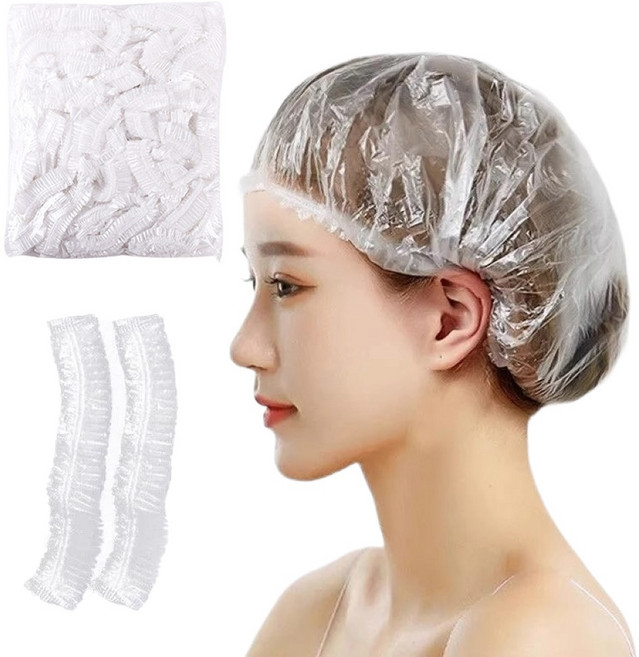一次性浴帽 染髮頭套 鬆緊浴帽 防水透明 美容盥洗用品, 100個