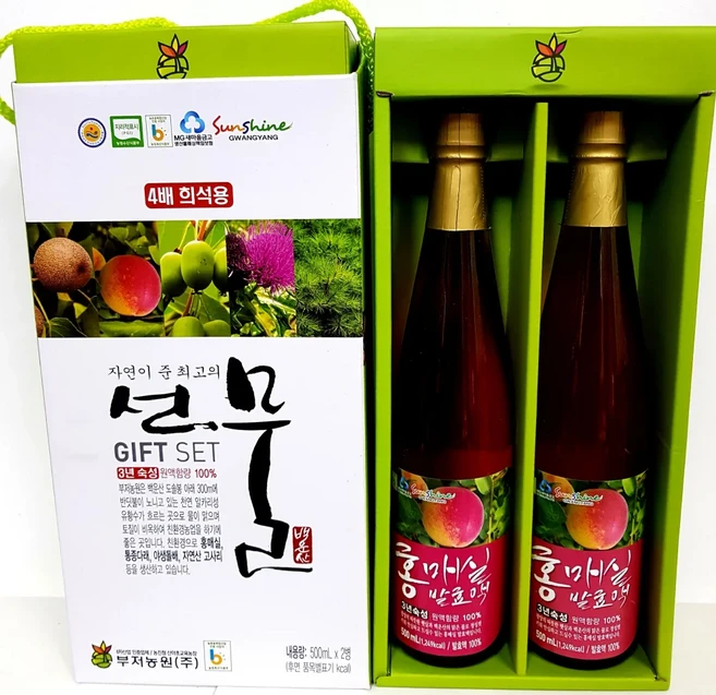 선물셋트 홍매실발효액3년숙성(500mlx2개), 1개, 500ml