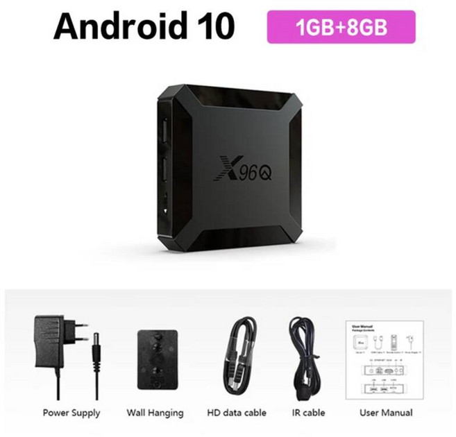 TV 셋톱 박스 스마트 수신기 OTT X96Q 안드로이드 10 2GB 16GB Allwinner H313 쿼드 코어 4K 60fps 와이파이 구글 플레이어 유튜브 X96 [호환
