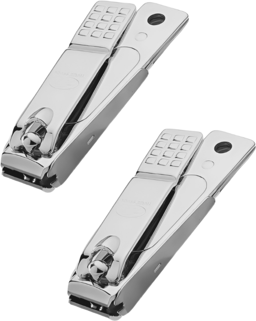 쓰리세븐 777 일자 소형 손톱깍이 내성 손톱 깍기 튐방지, 2개, 실버