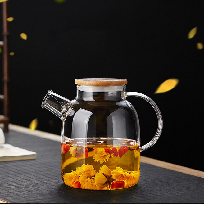 1L 竹蓋高硼矽玻璃茶壺, 竹蓋壺1300mL, 1套, 1300L