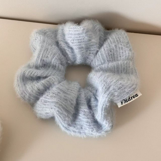 부드러운 털실 소재 주름 스크런치 헤어 밴드 겨울 러블리 여성 헤어 액세서리