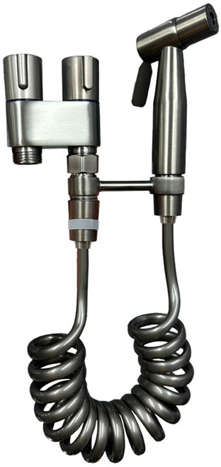 馬桶沖洗噴槍 不鏽鋼加壓噴槍 伸縮軟管 全套組 免治沖洗器 衛浴噴槍 婦洗器 洗馬桶 浴室清潔工具, 槍灰色